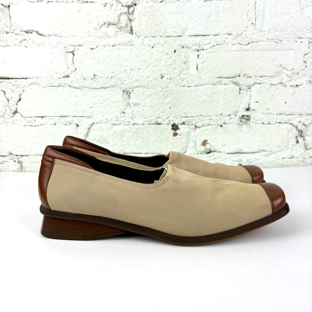 Mezlan Stretch Knit & Leather Slip On Flats